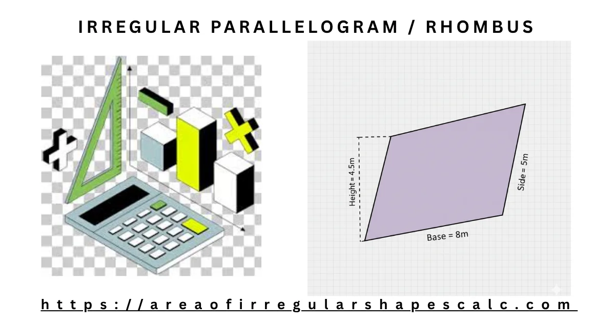 Irregular Parallelogram & Rhombus Area - How to calculate Irregular Parallelogram & Rhombus Area