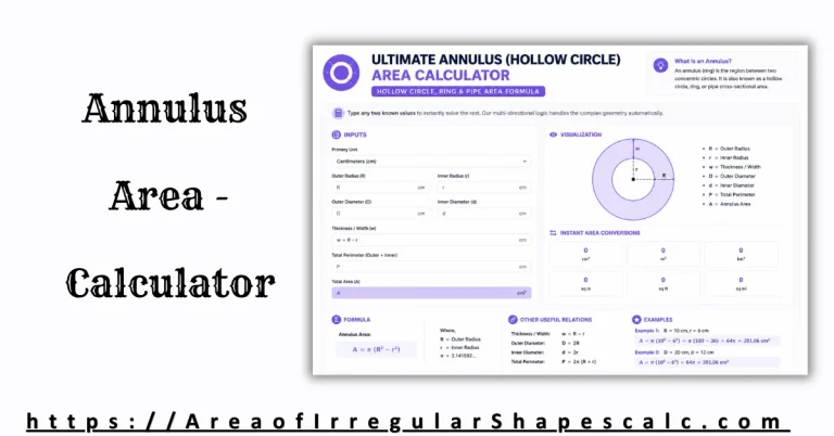 Annulus Area Calculator (Hollow Circle, Ring & Pipe Area Formula)