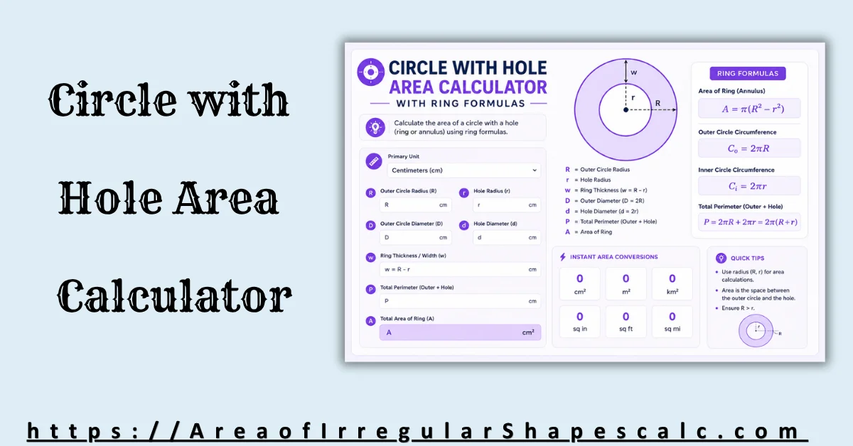 Circle with Hole Area Calculator With Ring Formulas