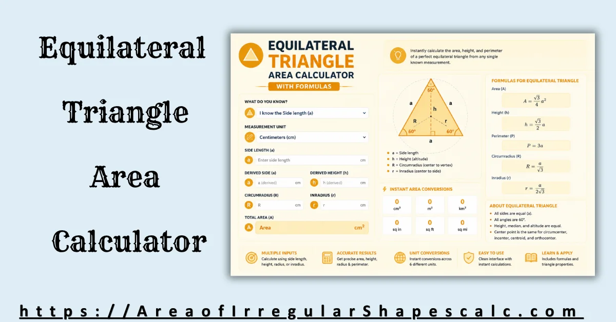 Equilateral Triangle Area Calculator With Formulas