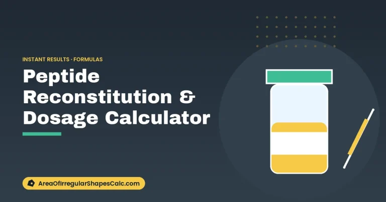 Peptide Reconstitution & Dosage Calculator – illustration of a vial and syringe